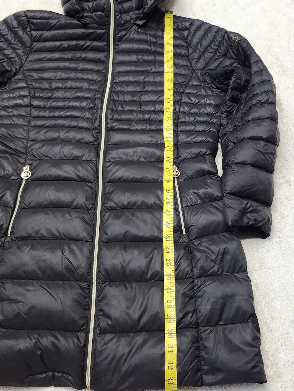 • Michael Michael Kors Black Lightweight Packable Down Puffer Hooded Jacket L - Picture 10 of 11